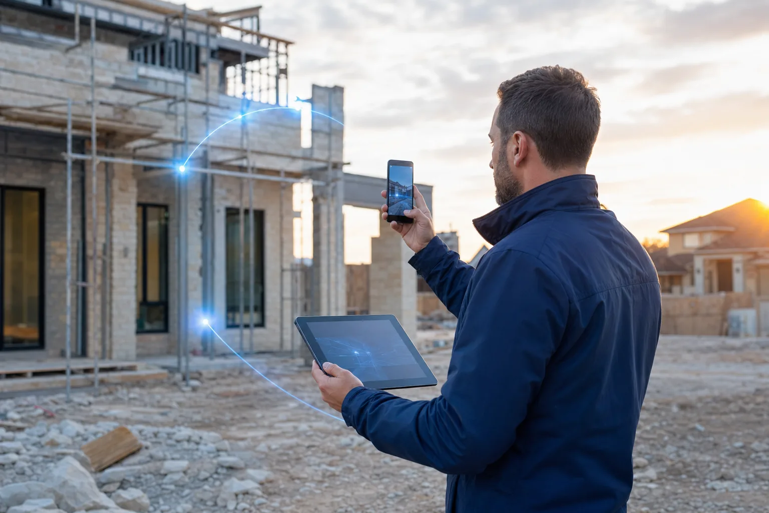 Field inspector documenting construction progress with LunaSentry